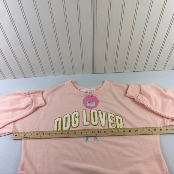 NWT Simply Southern Women’s Light Pink Peach Dog Lover Lettered‎ Sweatshirt Sz M - Picture 11 of 13